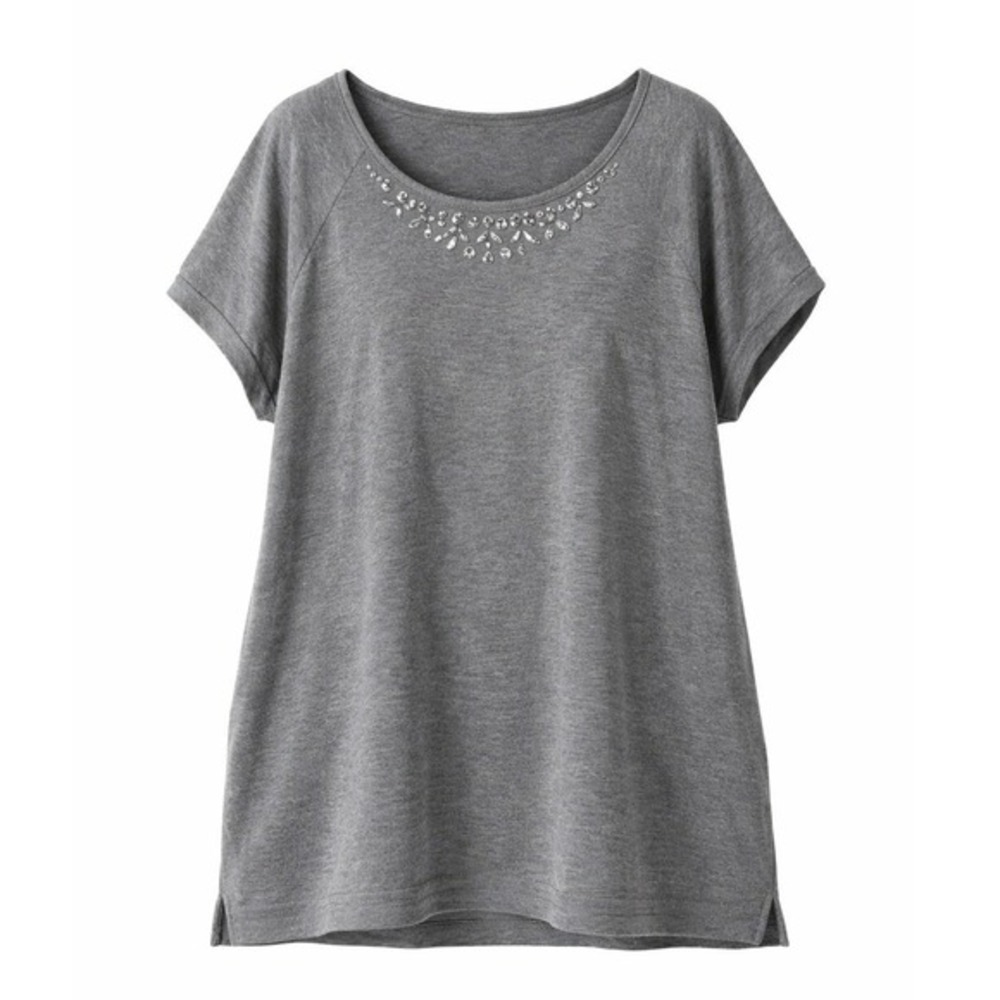 Torrid Gray Embellished Sweatshirt Tunic Top Short Sleeve Women Size 2